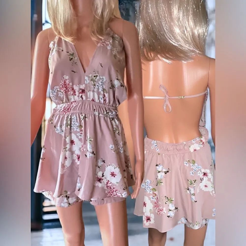 SHEIN Curve l Pink Floral l Short l Tie-Back l Romper l 2X
